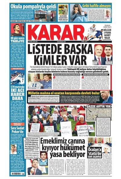 Karar gazete kapağı